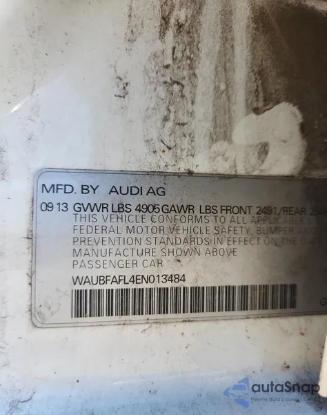 2014 Audi A4 Premium из США, поврежденный, VIN WAUBFAFL4EN013484